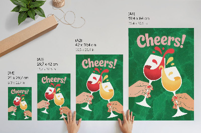 Eleganten plakat za dnevno sobo Barvita očala zeleno ozadje dinamičen slog