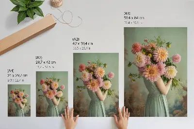 Umetniški tisk na platno pastelne rože v boho slogu za naravno eleganco in harmonijo