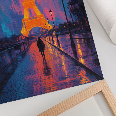 Premium stenski plakat Večer v mestu, neonske luči, dež, modernost