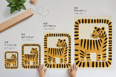 Umetniški tisk na platno Tiger v grafičnem slogu z intenzivnimi barvami