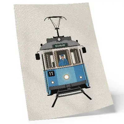 Retro tramvaj v minimalističnem slogu eleganten plakat za dnevno sobo