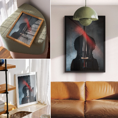 Premium stenski plakat Temno ozadje, rdeči poudarki, kontrast