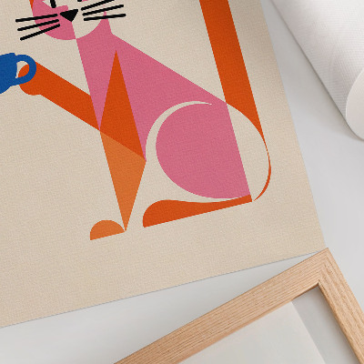 Eleganten plakat za dnevno sobo Kreativen retro motiv kavne mačke