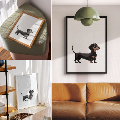Premium stenski plakat Črno-beli motiv z risbo psa