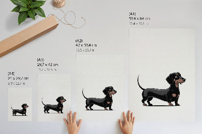 Premium stenski plakat Črno-beli motiv z risbo psa