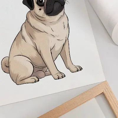 Portret psa v ilustrativnem slogu eleganten plakat za dnevno sobo v nežnih barvah