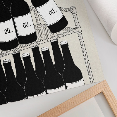 Eleganten plakat za dnevno sobo Črno-bela roka s steklenico, minimalistična ilustracija