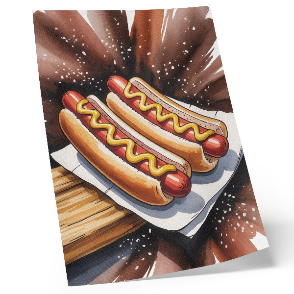 Premium stenski plakat Okusni hot dogi v veselem, modernem vzdušju