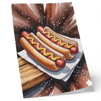 Premium stenski plakat Okusni hot dogi v veselem, modernem vzdušju