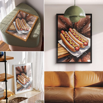 Premium stenski plakat Okusni hot dogi v veselem, modernem vzdušju