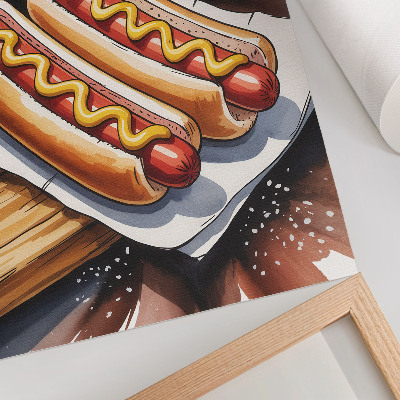 Premium stenski plakat Okusni hot dogi v veselem, modernem vzdušju