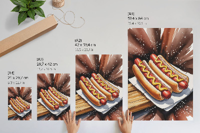 Premium stenski plakat Okusni hot dogi v veselem, modernem vzdušju