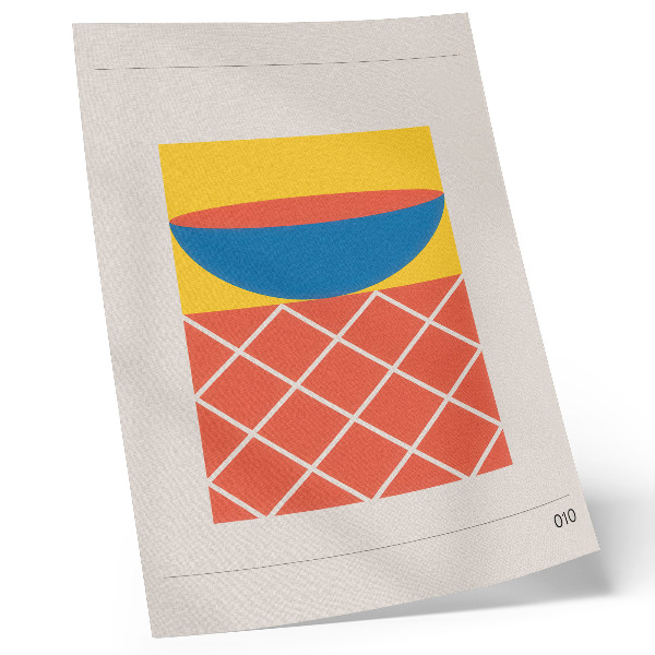 Eleganten plakat za dnevno sobo Rumena modro rdeča geometrijska kompozicija