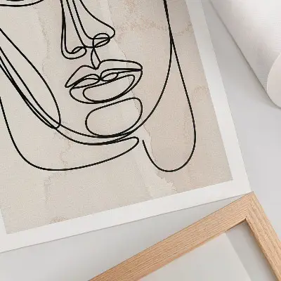 Eleganten plakat za dnevno sobo minimalističen motiv obraza v bež in črni barvi