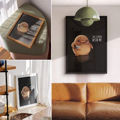 Premium stenski plakat Čudovita raca z nožem na črnem ozadju