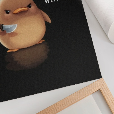 Premium stenski plakat Čudovita raca z nožem na črnem ozadju