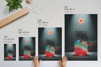 Plakat Vesoljski kozarec z barvitimi vesoljskimi lučkami