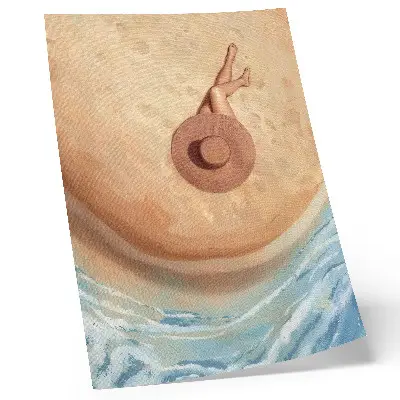 Stenski plakat klobuk za plažo za sprostitev na soncu