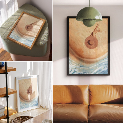 Premium stenski plakat klobuk za plažo počitek sonce toplota
