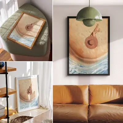 Stenski plakat klobuk za plažo za sprostitev na soncu