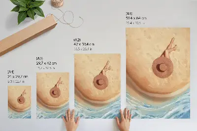 Stenski plakat klobuk za plažo za sprostitev na soncu