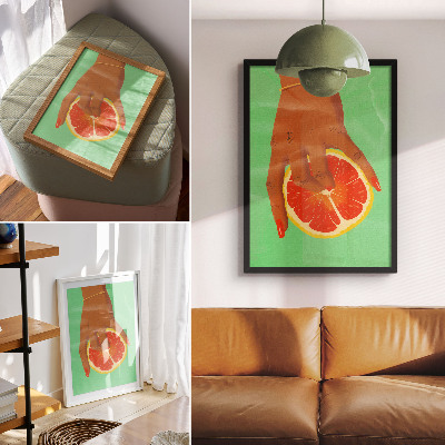 Eleganten plakat za dnevno sobo Roka z grenivko v živahnih barvah pop art