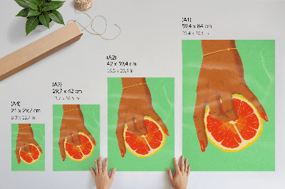 Eleganten plakat za dnevno sobo Roka z grenivko v živahnih barvah pop art