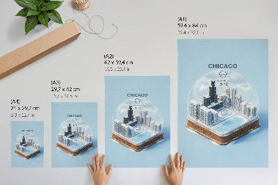 Premium stenski plakat Miniaturno mesto v zimskem okolju