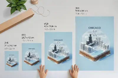 Stenski plakat Premium miniaturno mesto v zimski pokrajini