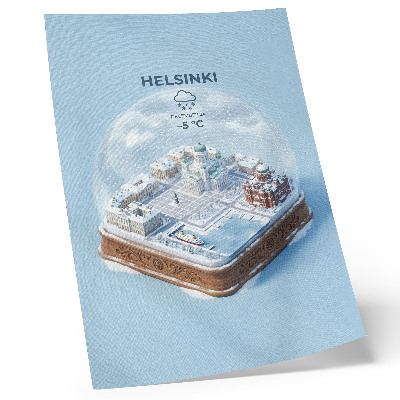 Plakat Miniaturni Helsinki v snežni krogli