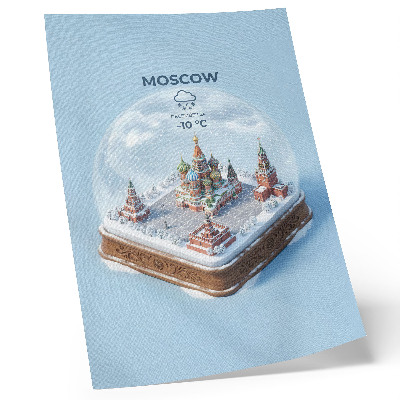 Plakat Miniaturna Moskva v zimski snežni krogli