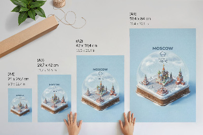 Plakat Miniaturna Moskva v zimski snežni krogli