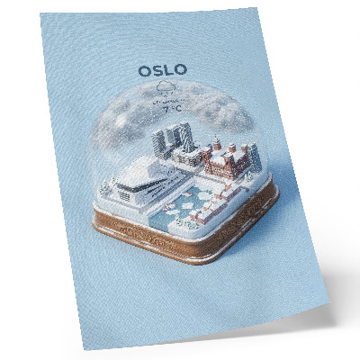 Premium stenski plakat Zimsko mesto pod kupolo v sodobnem slogu