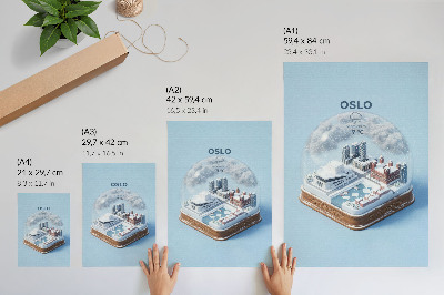 Premium stenski plakat Zimsko mesto pod kupolo v sodobnem slogu