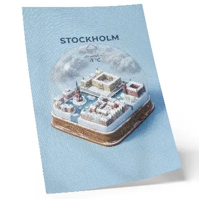 Plakat Stockholm v objemu moderne arhitekture in zimskega vzdušja