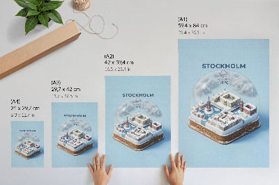 Plakat Stockholm v krogli moderne arhitekture zimskega podnebja