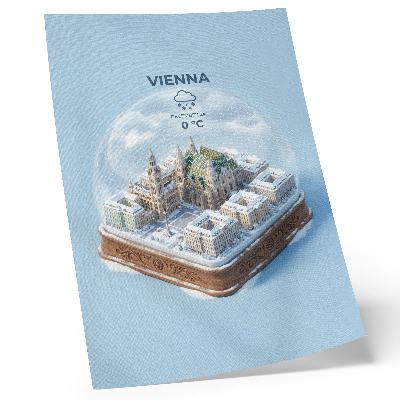 Premium stenski plakat Miniaturna panorama Dunaja v stekleni krogli