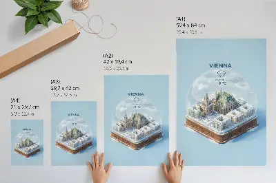 Miniaturna panorama Dunaja v stekleni krogli premium stenski plakat