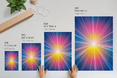 Plakat za dnevno sobo Energijske barve žarkov elegantna izvedba