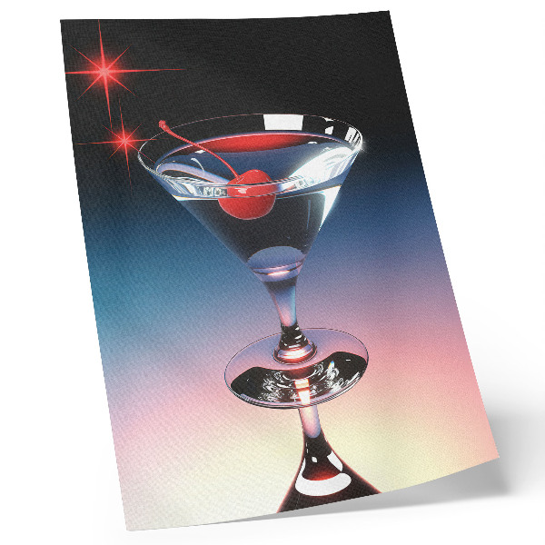 Eleganten plakat za dnevno sobo Kozarec za koktajl Elegance z rdečo češnjo