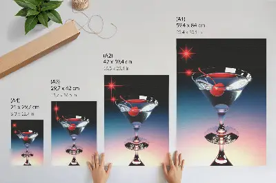 Kozarec za koktajl Elegance z rdečo češnjo eleganten plakat za dnevno sobo