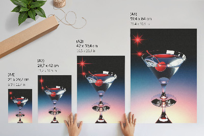 Eleganten plakat za dnevno sobo Kozarec za koktajl Elegance z rdečo češnjo