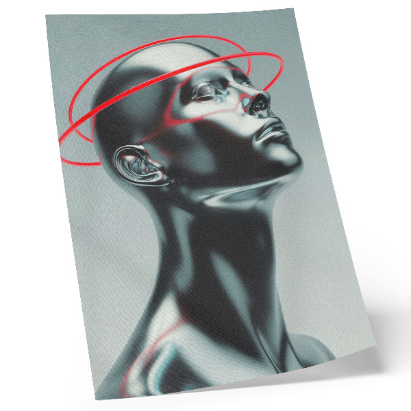 Plakat Futuristična skulptura modernosti rdeče-siva