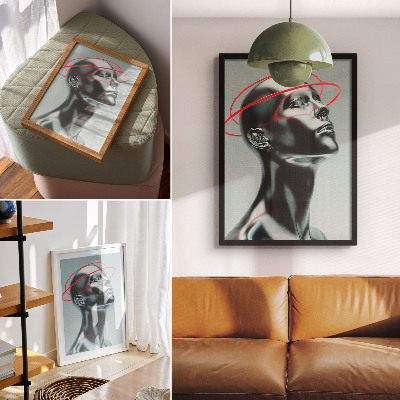 Plakat Futuristična skulptura modernosti rdeče-siva