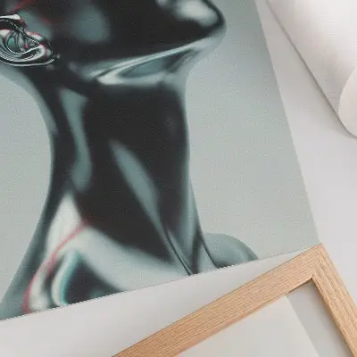 Plakat futuristična skulptura modernosti v rdeče-sivi barvi