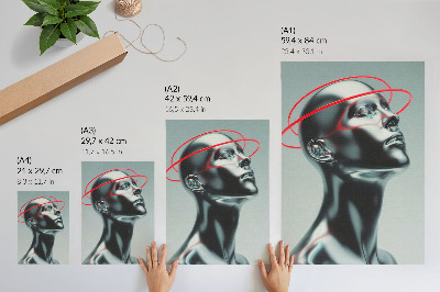 Plakat Futuristična skulptura modernosti rdeče-siva
