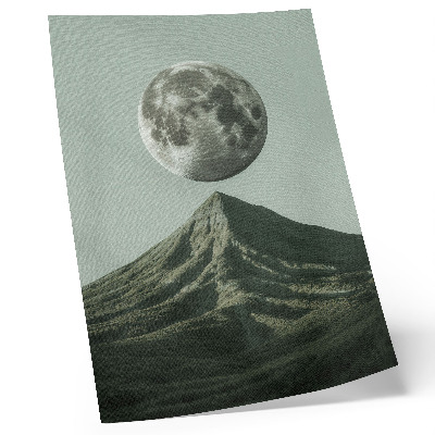 Umetniški tisk na platno Luna nad goro, zelene odtenke, skrivnostna pokrajina