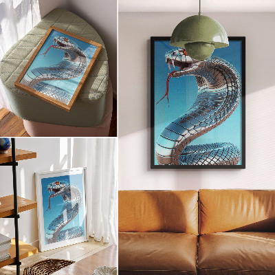 Plakat Kovinsko kačje modro ozadje rdeča intenzivnost
