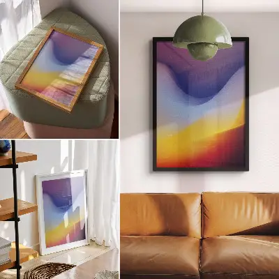 Premium stenski plakat valovi barv v pomirjujočem modernem slogu