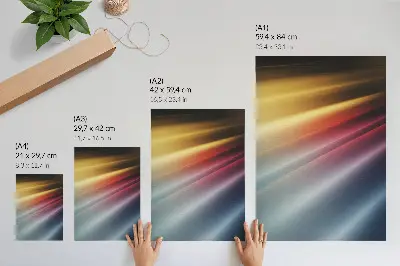 Eleganten plakat za dnevno sobo z barvnimi črtami od rumene do temno modre